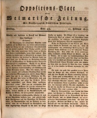 Oppositions-Blatt oder Weimarische Zeitung Freitag 21. Februar 1817