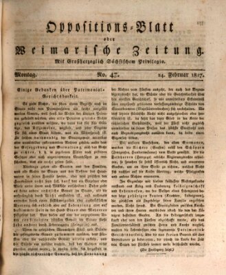 Oppositions-Blatt oder Weimarische Zeitung Montag 24. Februar 1817