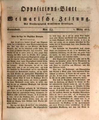 Oppositions-Blatt oder Weimarische Zeitung Samstag 1. März 1817