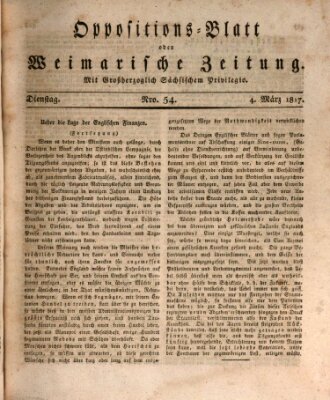 Oppositions-Blatt oder Weimarische Zeitung Dienstag 4. März 1817