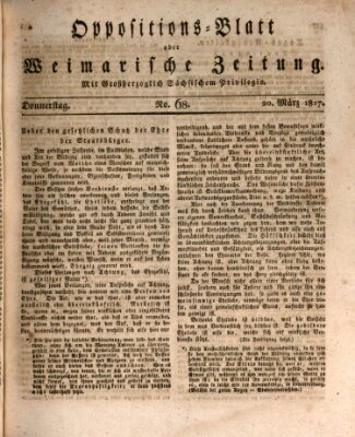 Oppositions-Blatt oder Weimarische Zeitung Donnerstag 20. März 1817