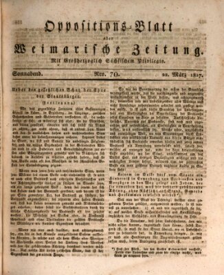 Oppositions-Blatt oder Weimarische Zeitung Samstag 22. März 1817