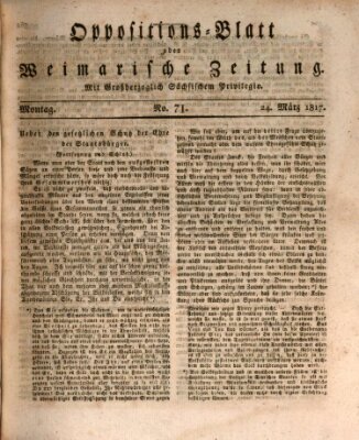 Oppositions-Blatt oder Weimarische Zeitung Montag 24. März 1817