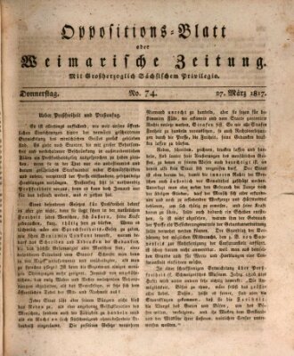 Oppositions-Blatt oder Weimarische Zeitung Donnerstag 27. März 1817