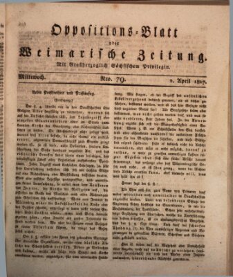 Oppositions-Blatt oder Weimarische Zeitung Mittwoch 2. April 1817