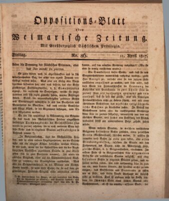 Oppositions-Blatt oder Weimarische Zeitung Freitag 11. April 1817