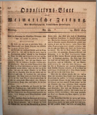 Oppositions-Blatt oder Weimarische Zeitung Montag 14. April 1817