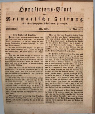 Oppositions-Blatt oder Weimarische Zeitung Samstag 3. Mai 1817