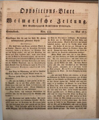 Oppositions-Blatt oder Weimarische Zeitung Samstag 10. Mai 1817