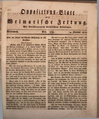 Oppositions-Blatt oder Weimarische Zeitung Mittwoch 4. Juni 1817