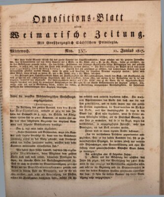 Oppositions-Blatt oder Weimarische Zeitung Mittwoch 11. Juni 1817