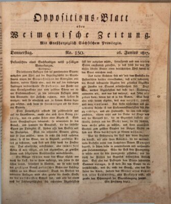 Oppositions-Blatt oder Weimarische Zeitung Donnerstag 26. Juni 1817