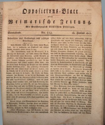 Oppositions-Blatt oder Weimarische Zeitung Samstag 28. Juni 1817