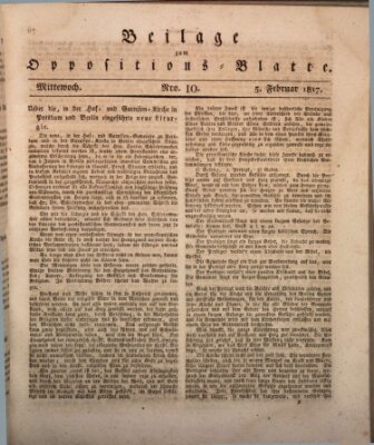 Oppositions-Blatt oder Weimarische Zeitung Mittwoch 5. Februar 1817