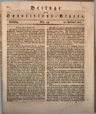 Oppositions-Blatt oder Weimarische Zeitung Dienstag 18. Februar 1817