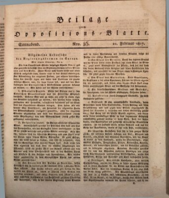 Oppositions-Blatt oder Weimarische Zeitung Samstag 22. Februar 1817
