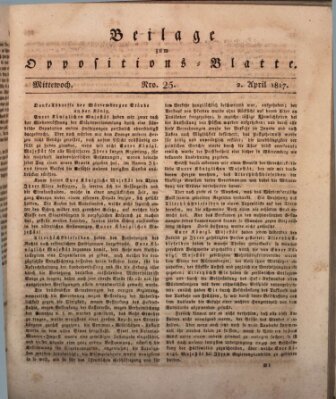 Oppositions-Blatt oder Weimarische Zeitung Mittwoch 2. April 1817