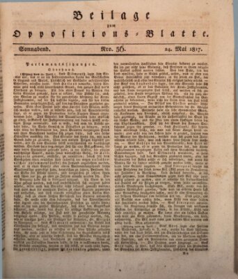 Oppositions-Blatt oder Weimarische Zeitung Samstag 24. Mai 1817