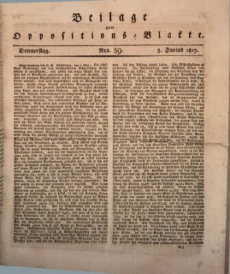 Oppositions-Blatt oder Weimarische Zeitung Donnerstag 5. Juni 1817