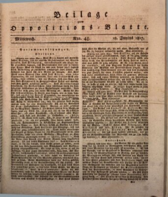 Oppositions-Blatt oder Weimarische Zeitung Mittwoch 18. Juni 1817