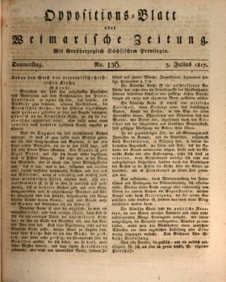 Oppositions-Blatt oder Weimarische Zeitung Donnerstag 3. Juli 1817