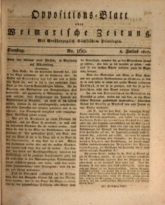 Oppositions-Blatt oder Weimarische Zeitung Dienstag 8. Juli 1817