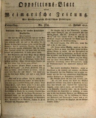 Oppositions-Blatt oder Weimarische Zeitung Donnerstag 17. Juli 1817