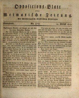 Oppositions-Blatt oder Weimarische Zeitung Samstag 19. Juli 1817