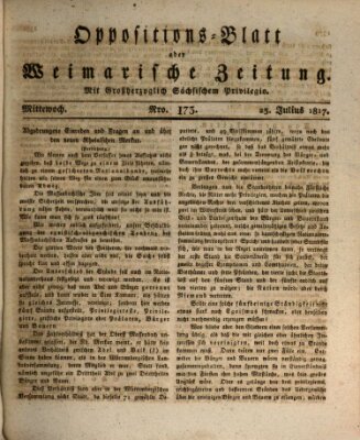 Oppositions-Blatt oder Weimarische Zeitung Mittwoch 23. Juli 1817