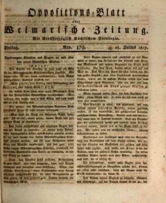 Oppositions-Blatt oder Weimarische Zeitung Freitag 25. Juli 1817