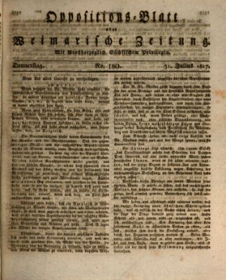 Oppositions-Blatt oder Weimarische Zeitung Donnerstag 31. Juli 1817