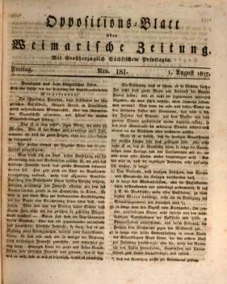 Oppositions-Blatt oder Weimarische Zeitung Freitag 1. August 1817