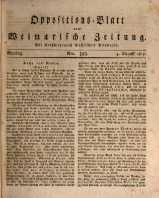 Oppositions-Blatt oder Weimarische Zeitung Montag 4. August 1817