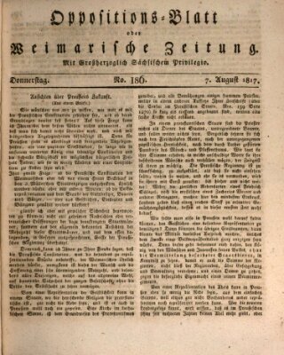 Oppositions-Blatt oder Weimarische Zeitung Donnerstag 7. August 1817