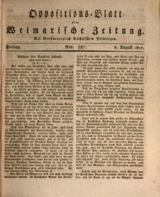 Oppositions-Blatt oder Weimarische Zeitung Freitag 8. August 1817
