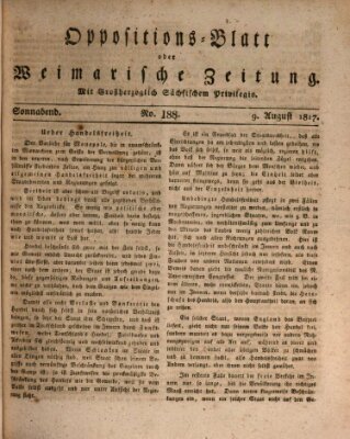 Oppositions-Blatt oder Weimarische Zeitung Samstag 9. August 1817