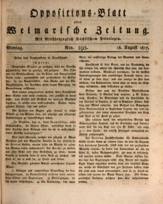 Oppositions-Blatt oder Weimarische Zeitung Montag 18. August 1817