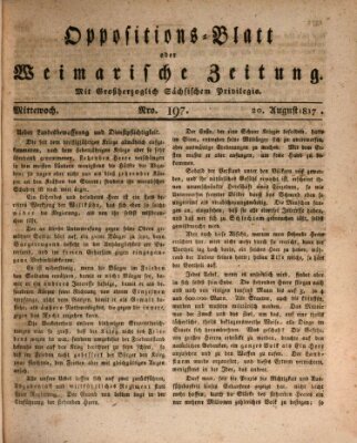 Oppositions-Blatt oder Weimarische Zeitung Mittwoch 20. August 1817