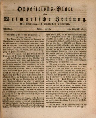 Oppositions-Blatt oder Weimarische Zeitung Freitag 29. August 1817