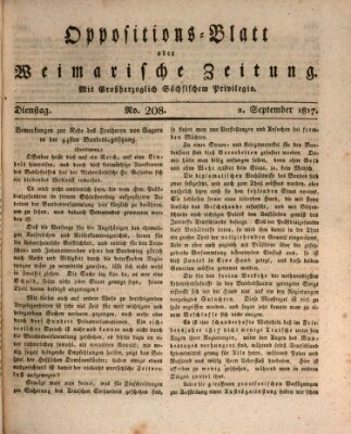 Oppositions-Blatt oder Weimarische Zeitung Dienstag 2. September 1817