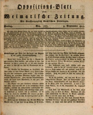 Oppositions-Blatt oder Weimarische Zeitung Freitag 5. September 1817