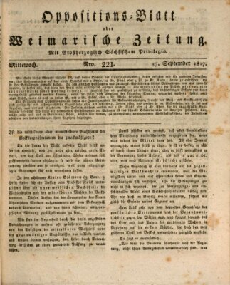 Oppositions-Blatt oder Weimarische Zeitung Mittwoch 17. September 1817