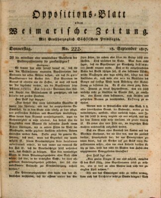 Oppositions-Blatt oder Weimarische Zeitung Donnerstag 18. September 1817