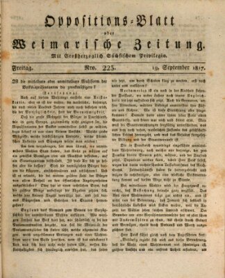 Oppositions-Blatt oder Weimarische Zeitung Freitag 19. September 1817