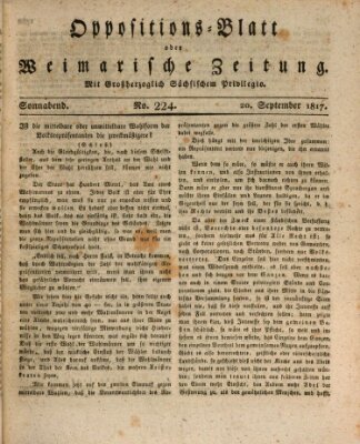 Oppositions-Blatt oder Weimarische Zeitung Samstag 20. September 1817