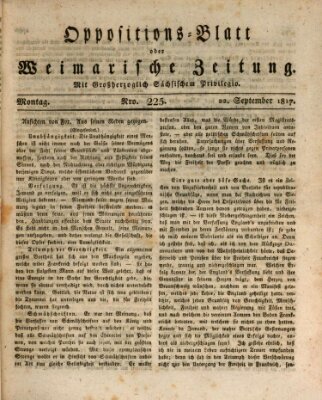 Oppositions-Blatt oder Weimarische Zeitung Montag 22. September 1817