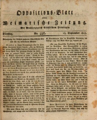 Oppositions-Blatt oder Weimarische Zeitung Dienstag 23. September 1817