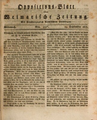 Oppositions-Blatt oder Weimarische Zeitung Mittwoch 24. September 1817