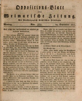 Oppositions-Blatt oder Weimarische Zeitung Montag 29. September 1817