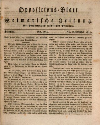 Oppositions-Blatt oder Weimarische Zeitung Dienstag 30. September 1817